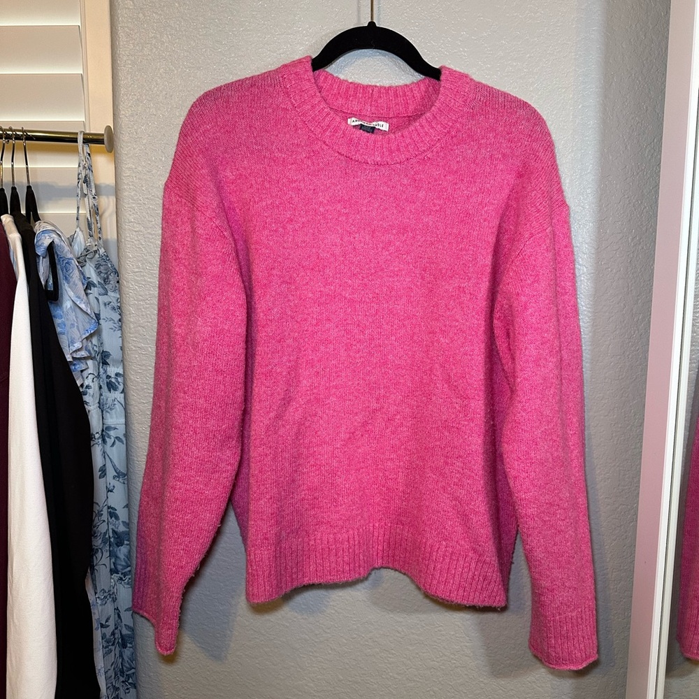 AEO Soft Pink Crew Neck Sweater